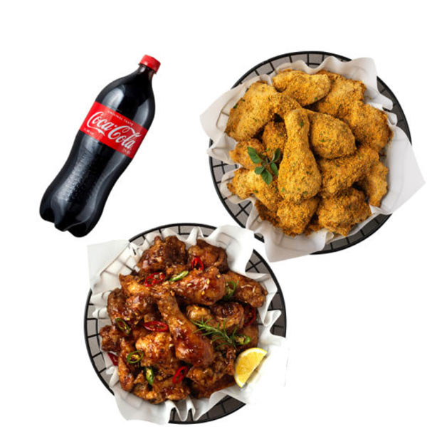 Purinkle Chicken + Spicy Soy Sauce Chicken + Cola 1.25L
