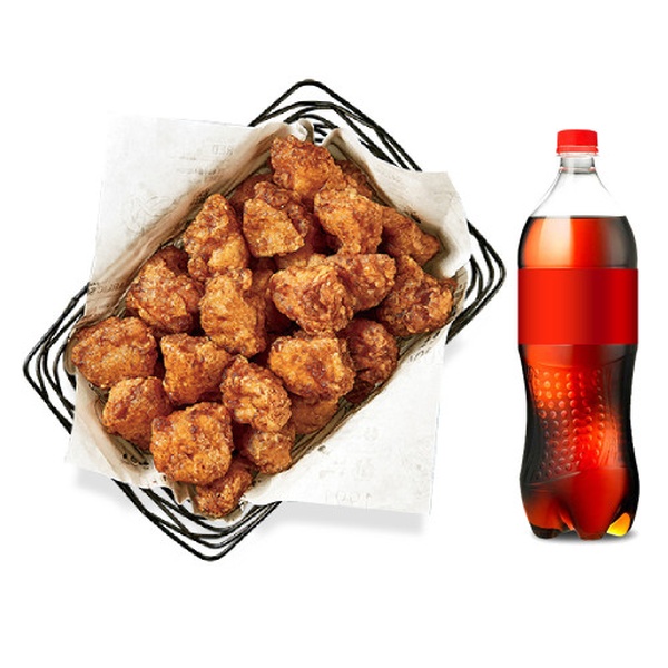 醤油骨なしチキン+コーラ1.25L