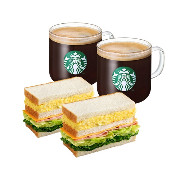 [Eat Well & Cheer Up] Caffe Americano T x2 + Egg Club Sandwich x2