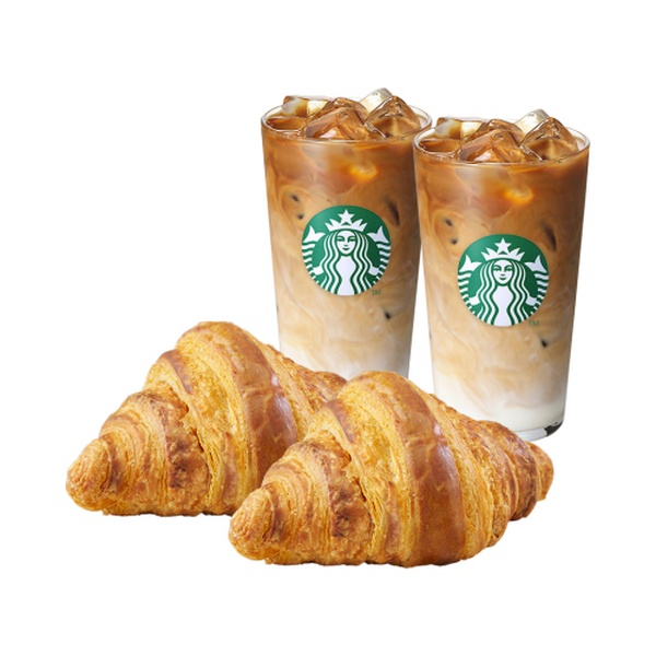 [ラテ&クロワッサン] アイスカフェラテT 2杯 + フレンチクロワッサン2個