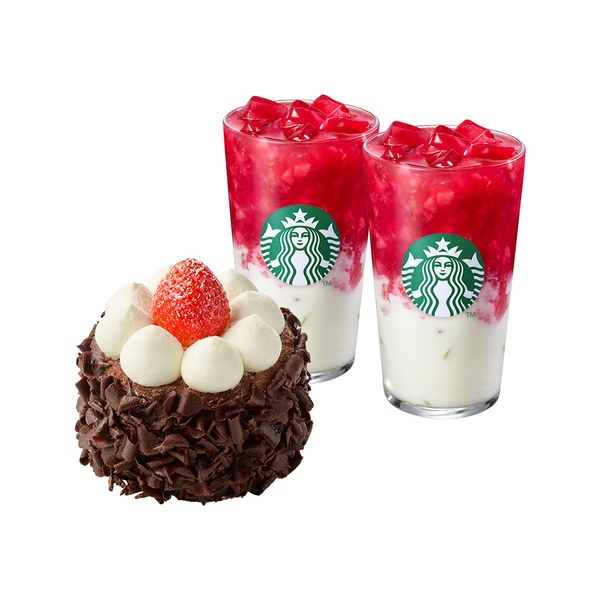 [Berry Berry Set] Starbucks Strawberry Latte T x2 + Strawberry Moist Choco Fresh Cream Cake