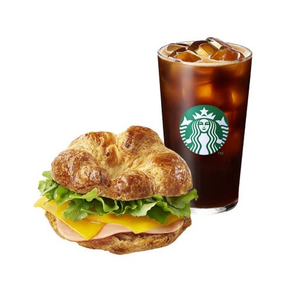 [Energy-Packed Meal] Iced Caffe Americano T + Ham & Cheddar Croissant Sandwich