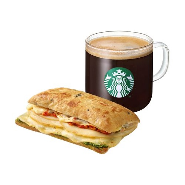 [Cheering You On] Caffe Americano T + Ham & Arugula Pesto Sandwich