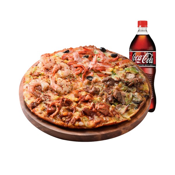 Imsil Cheese, Shrimp, Bulgogi Pizza (L) + Cola 1.25L