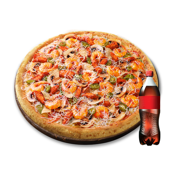 Cheese Flake Spicy Shrimp Pizza (L) + Cola 1.25L