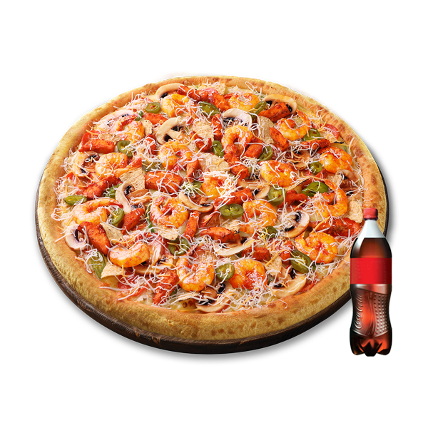 Cheese Flake Spicy Shrimp Pizza (M) + Cola 500mL