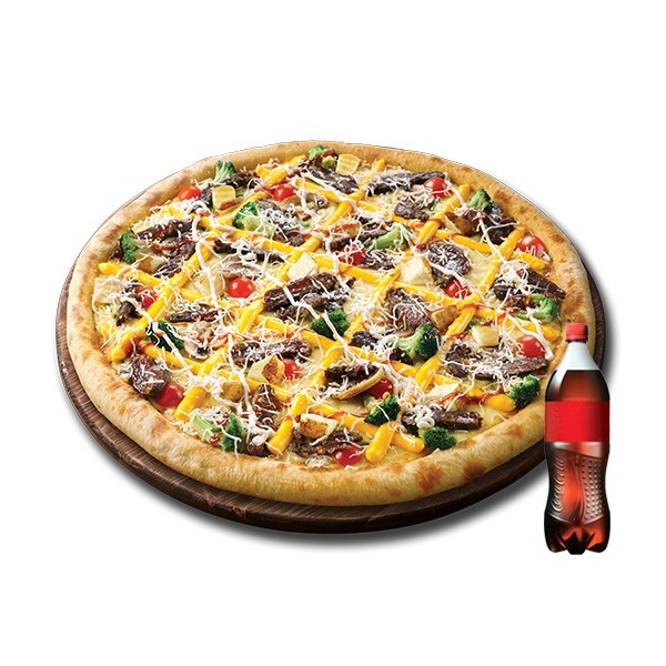 Cheese Flake Steak Pizza (M) + Cola 500mL