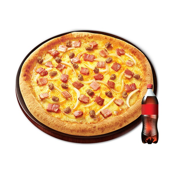 Double Cheese Bacon Pizza (M) + Cola 500mL