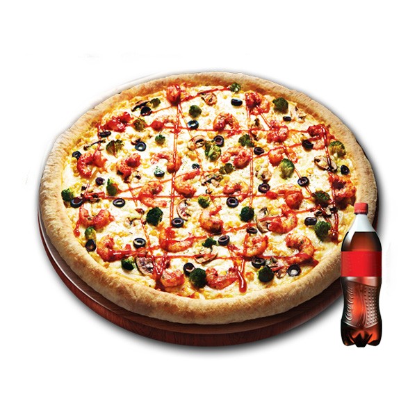 Shrimp Deluxe Pizza (M) + Cola 500mL