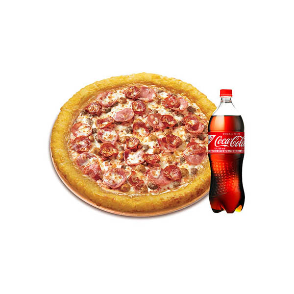 All meat and cheese roll (L) + Coca-Cola 1.25L