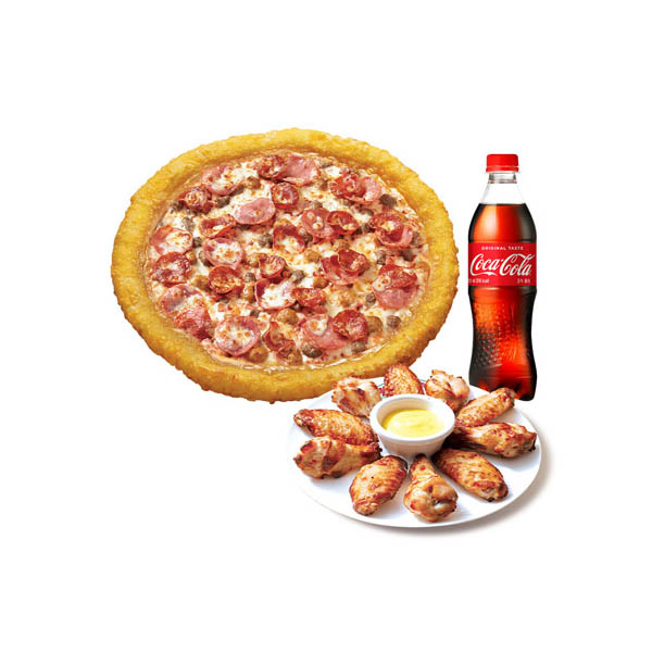 All meat and cheese roll (L) + + Pappas wing Coca-Cola 500ml