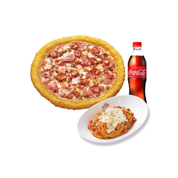 All meat and cheese roll (L) + Pappas pasta (meat) + Coca-Cola 500ml