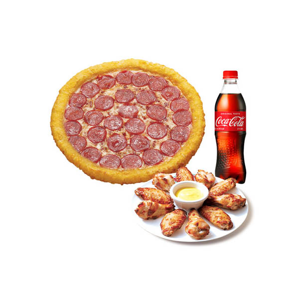 Pepperoni and cheese roll (L) + Pappas wing + Coca-Cola 500ml