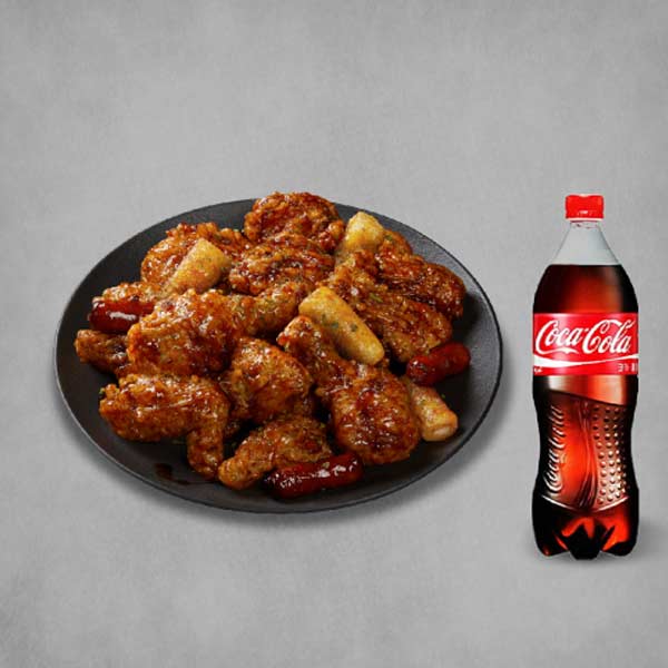 Jamaica Chicken with Spicy Sausage and Rice Cake Skewer + Cola 1.25L