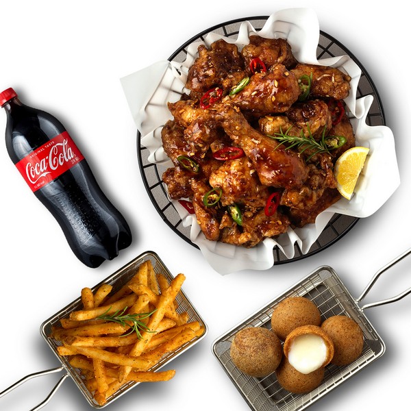 Spicy Soy Sauce Chicken + Cajun Fries + Cheese Balls + Cola 1.25L