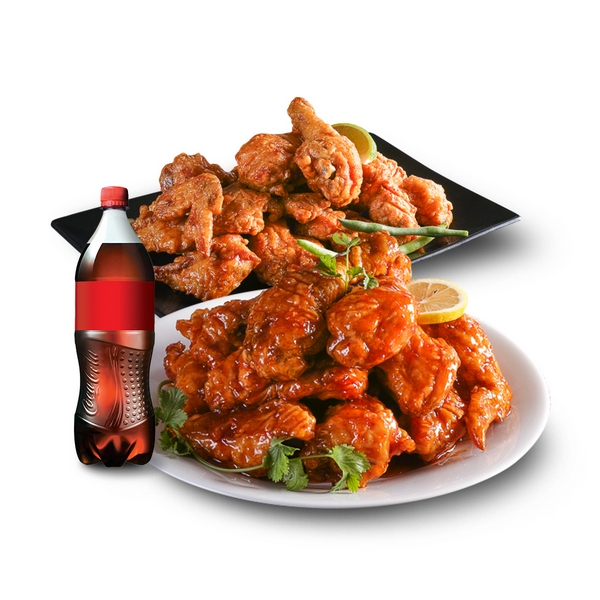 Yangnyeom Chicken + soy sauce Chicken + Cola