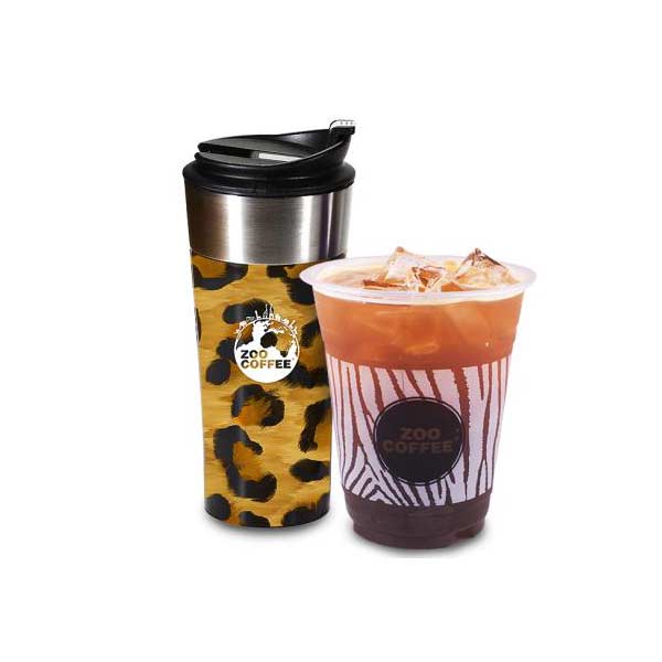 [Cool Glass of Zoo Coffee] Set (Leopard 400 Tumbler + Americano)