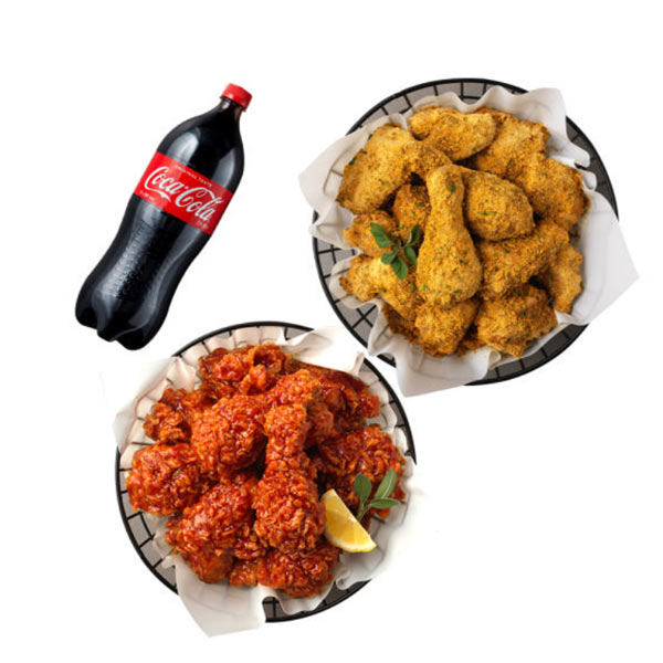 Purinkle Chicken + Yangnyeom Chicken + Cola 1.25L