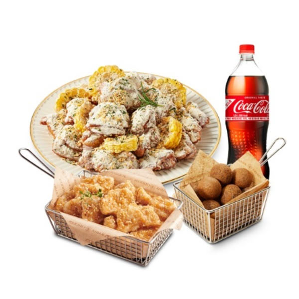 Boneless Consommé Chicken +Tender Kwubaro Chicken  (Garlic) + Cheese Balls + Cola1.25L
