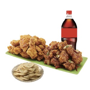 (Original / Boneless) Half & Half Chicken (Fried / Kpop)+Yellow Chips + Coca-Cola 1.25L