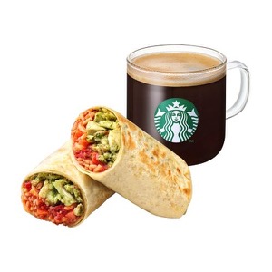 [Warm & Hearty] Caffe Americano T + Basil Chicken Tomato Burrito
