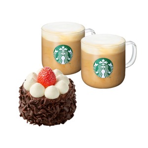 [いつも特別] バニララテT 2杯 + ストロベリーしっとりチョコ生クリームケーキ