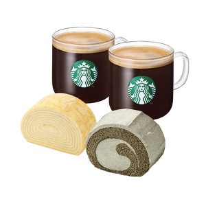 [頑張って] カフェアメリカーノT 2杯 + ふわふわ黒ごまロール + 生クリームクレープロール