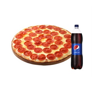 Mega crunch pepperoni L + 1.25L Pepsi