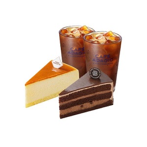 Classic Cheesecake (slice) + Ganache Chocolate Cake (slice) + Americano (signature)